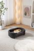 Scandinavian style Elevated Dog Bed Pet Sofa With Solid Wood legs and Black Bent Wood Back, Cashmere Cushion,Mid Size