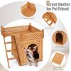 New Style Wood Pet House With Roof Balcony and Bed Shelter