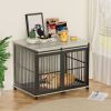 Furniture dog crate sliding iron door dog crate with mat. (Rustic Brown,43.7''W x 30''D x 33.7''H).