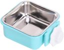 Stainless Steel Pet Crate Bowl Removable Cage Hanging Bowls with Bolt Holder for Pets