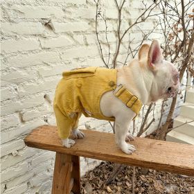 Corduroy Jumpsuit Adjustable Three-dimensional Pocket Cat Dog Clothes (Option: Yellow-3XL)