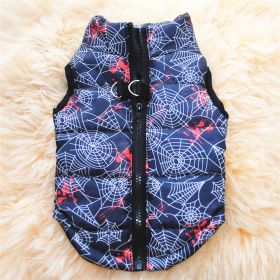 New Dog Clothes Winter Thickened Dog Cotton-padded Jacket Waistcoat Vest Down Silk Cotton Traction Buckle (Option: Spider-XL)