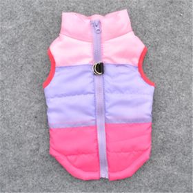 New Dog Clothes Winter Thickened Dog Cotton-padded Jacket Waistcoat Vest Down Silk Cotton Traction Buckle (Option: Rose Red-XL)